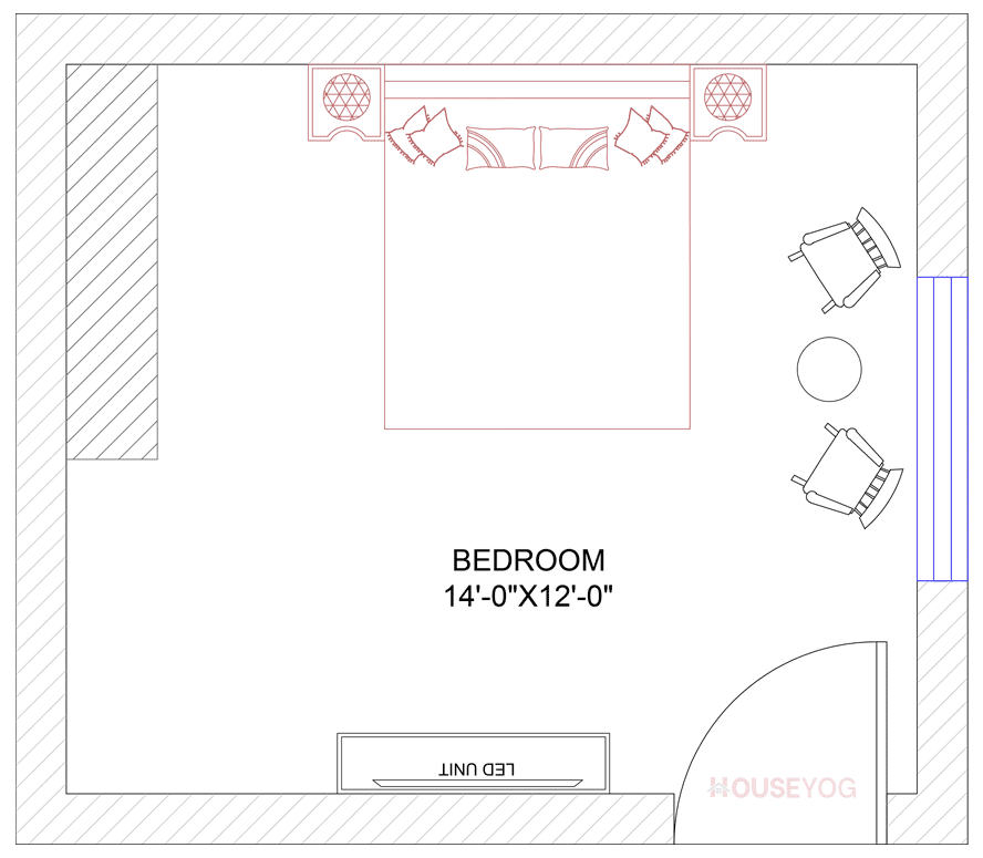 Master Bedroom Layout Plan for 12×14 Room