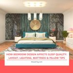 Sleep-friendly bedroom design for better sleep with soft lighting and minimal layout