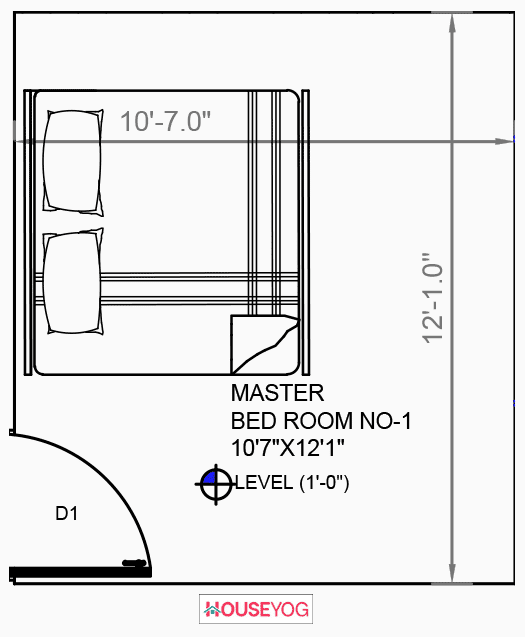 Standard bedroom size in India layout