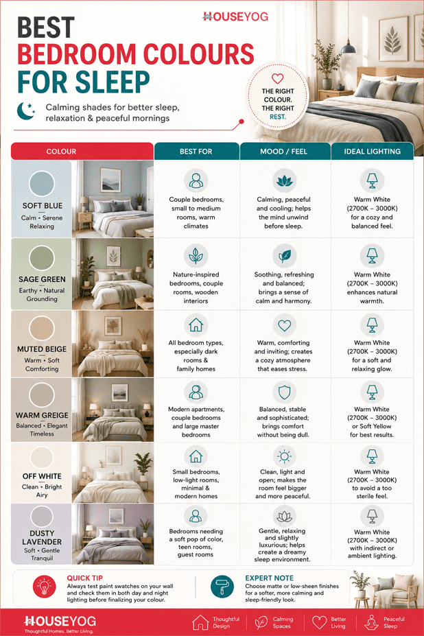 Best Bedroom Colours for Restful Sleep and Peace