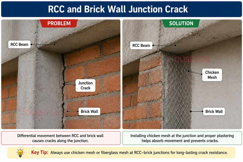 Cracks Between RCC Beam and Brick Wall