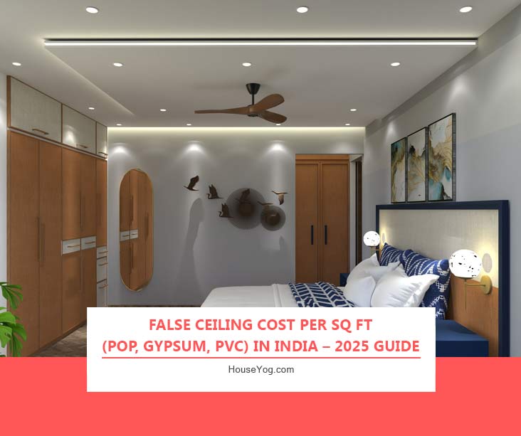 False Ceiling Cost Per Sq Ft (POP, Gypsum, PVC) in India – 2025 Guide