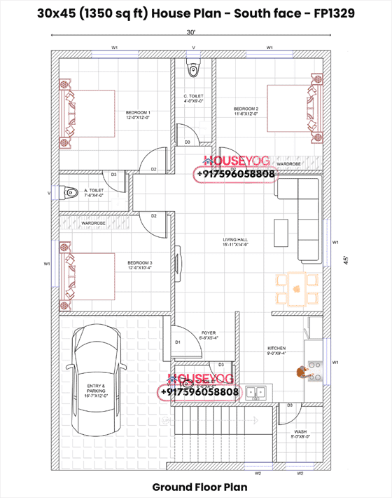 Plot Size for 3BHK House