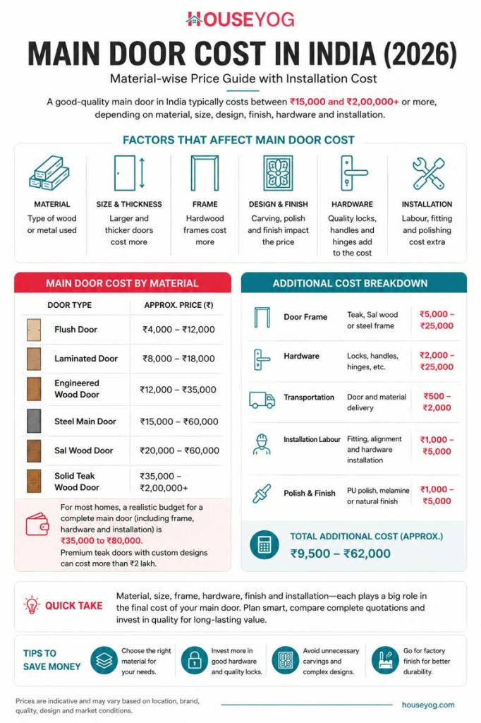 Main door cost in india