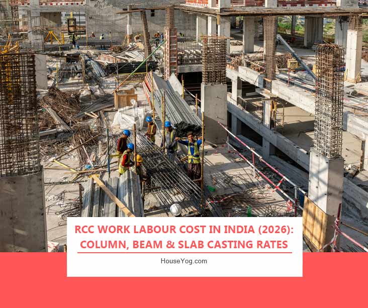 RCC Work Labour Cost in India (2026): Column, Beam & Slab Casting Rates