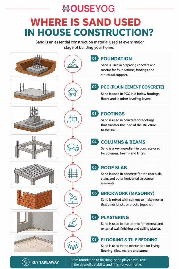 Where is Sand Used in House Construction?