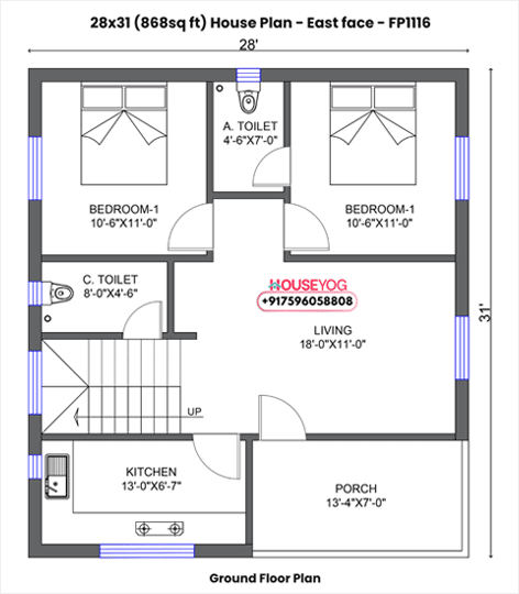 Architectural CAD drawing for a two-storey building project in India