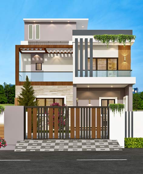 duplex house 3d elevation design in Chhapra Bihar