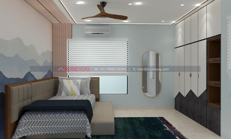 Kids Bedroom With Simple False Ceiling