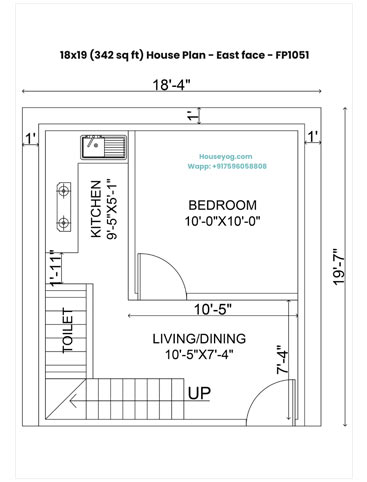 18x19 Tiny 1 BHK House Design - Smart Layout for Small Plot in Dhapa, Kolkata