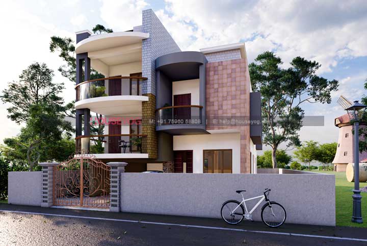 House Elevation - Option 3 - Round Balcony Front View