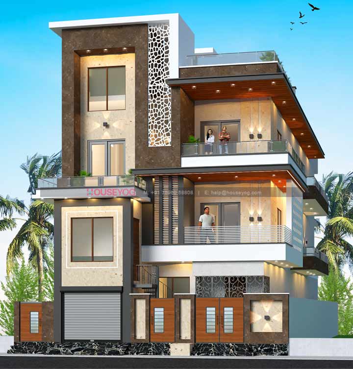 Triplex House Plan And Elevation Design