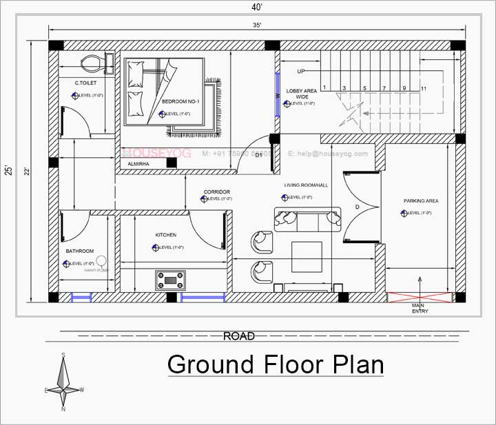 25x40 House Plan East Facing Vastu Plan And 3D Design
