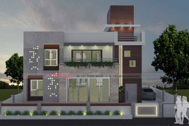 Modern House Design - 40 by 55 East Facing - 2200 sq ft, 3 BHK, East Facing