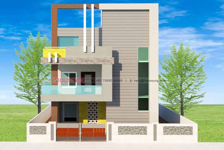 3 BHK Small House Plan and Elevation