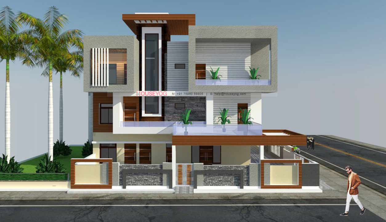 3 Floor House Plan With Front Elevation