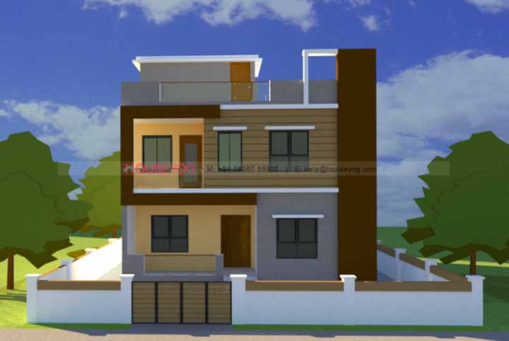 3 BHK House Plan with Front Design