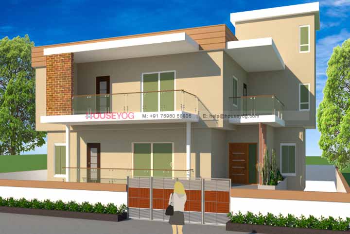 60X57 Sq Ft 4 BHK Simple House Design Plan