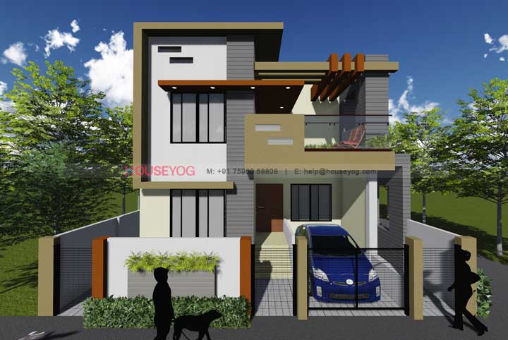3 BHK Duplex House Plan with Modern House View Design