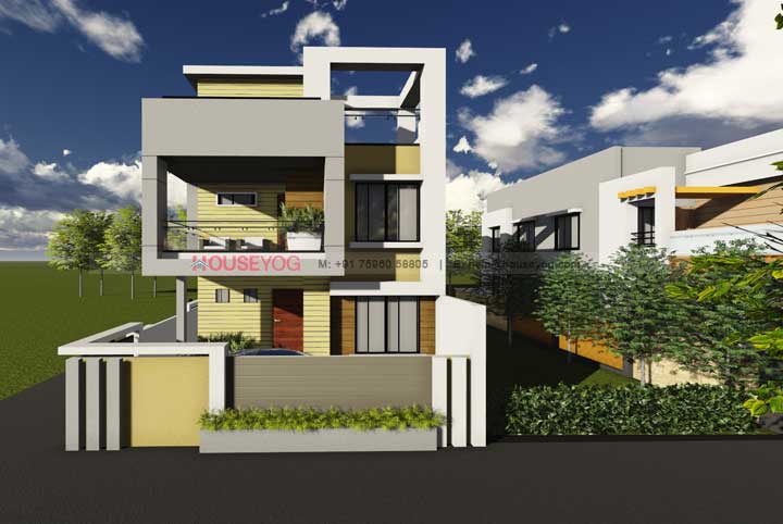 28x50 Duplex Indian House Plan – 3BHK, East Facing, Open Parking