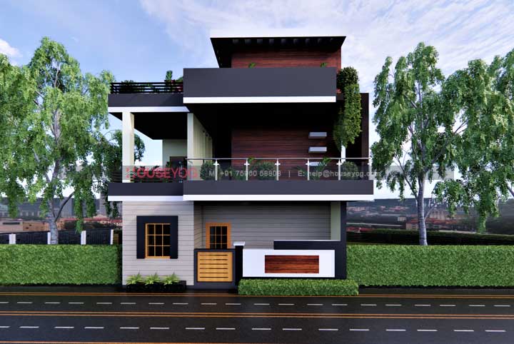 25x50 East Facing Duplex House Plan and Elevation Designs