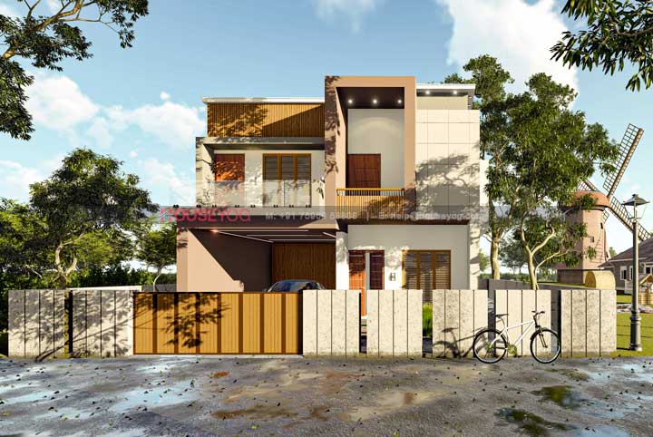 32x50 House Design, 1600 sq ft West Facing Duplex House Plan Elevation