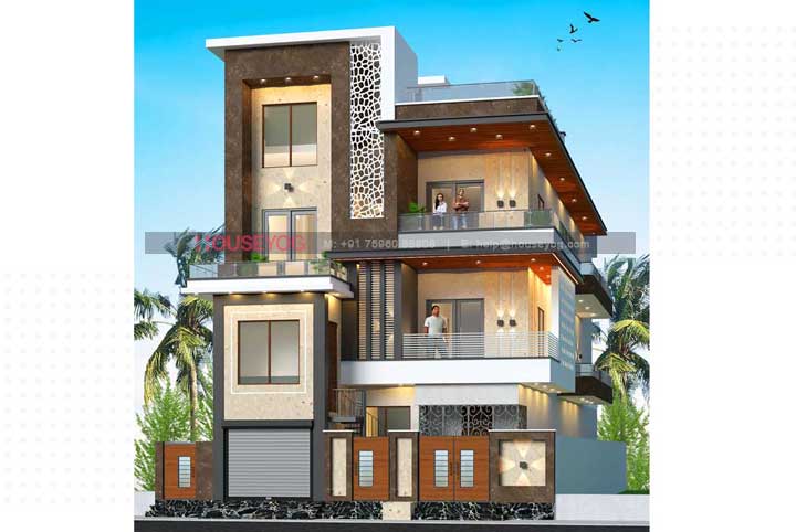 30x65 House Design - 1950 sq ft South Facing House Plan Elevation