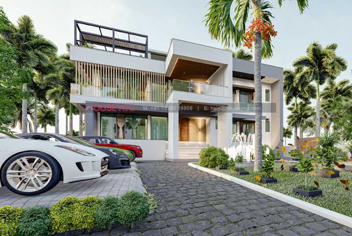 70 x 90 Beach House Plan with Modern 3D Elevation Design