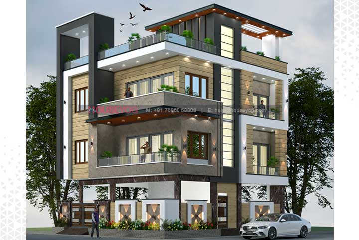 36x40 House Plan & Front Design - 1440 sqft G+2 Ghar Ka Naksha