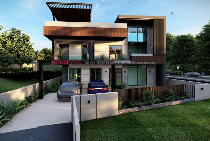 40x45 House Design, 1800 sq ft East Facing Duplex House Plan Elevation