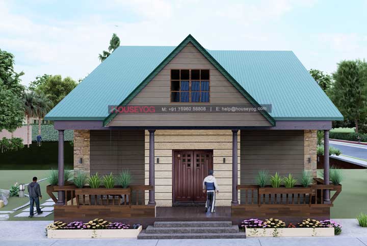 36x40 Valley House Plan - Sloped Roof Design for Jammu & Hills